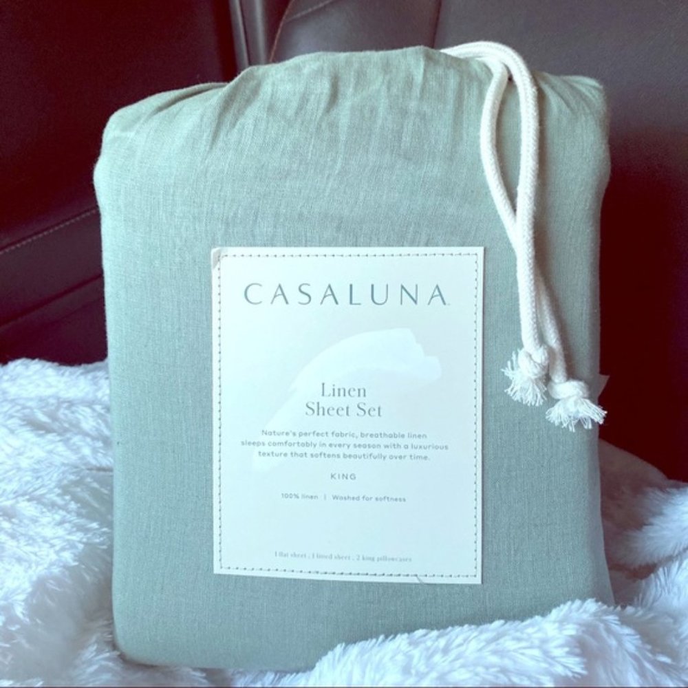 100% Washed Linen Solid Sheet Set - Casaluna